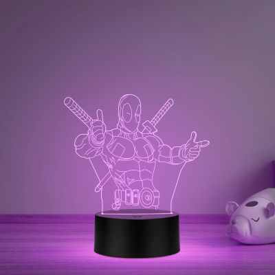 3D Illusion Anime Catroon Marvel Hero Deadpool852 Acrylic Table Night Lamp multicolored Light